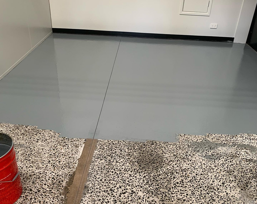 Epoxy resin screed in progress at Kennards Hire branch